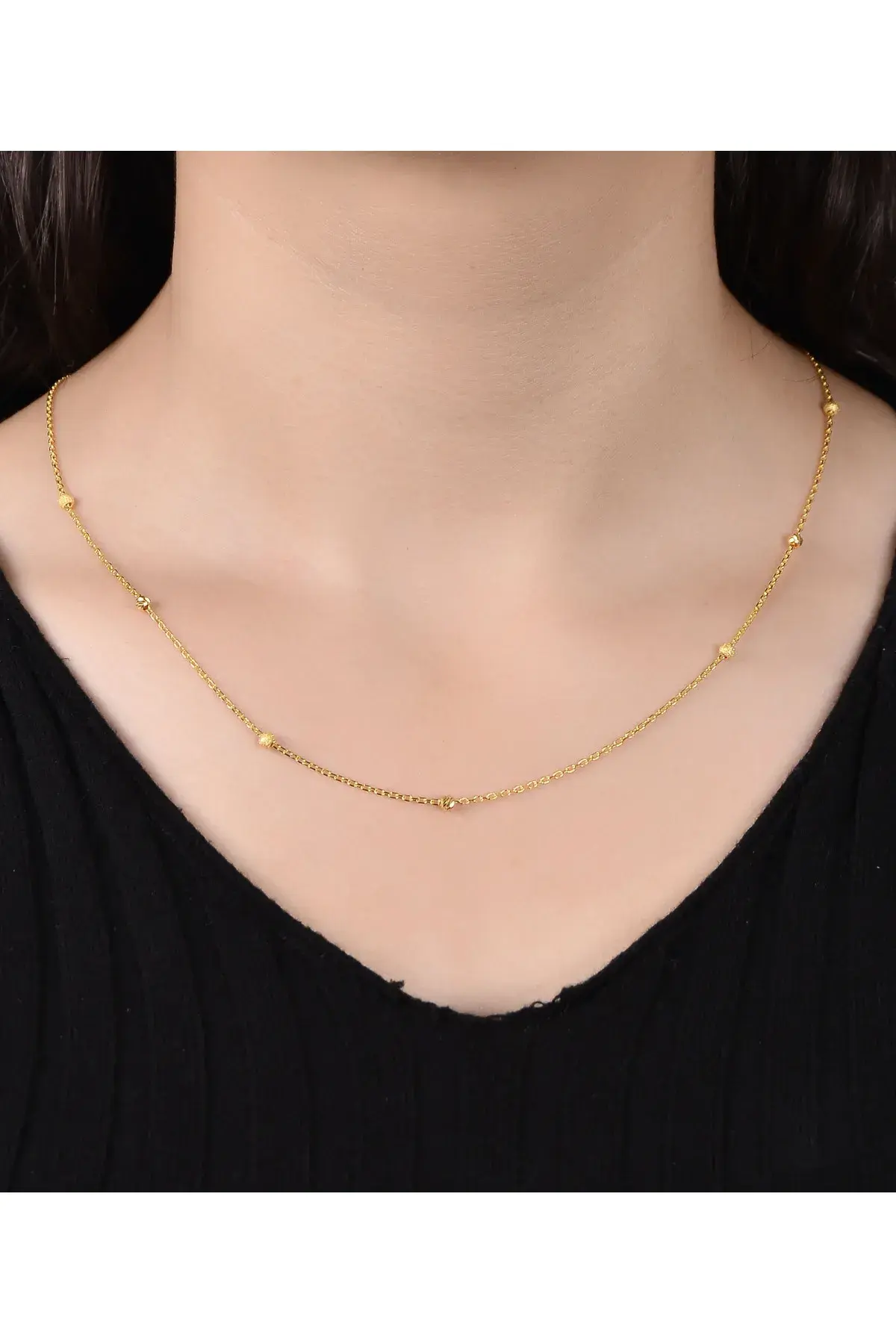 ZARİF DORİKA DETAYLI ALTIN KOLYE 22 AYAR 4.85GR 50 CM 3MM Sarı